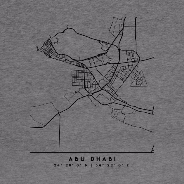 ABU DHABI UAE BLACK CITY STREET MAP ART by deificusArt